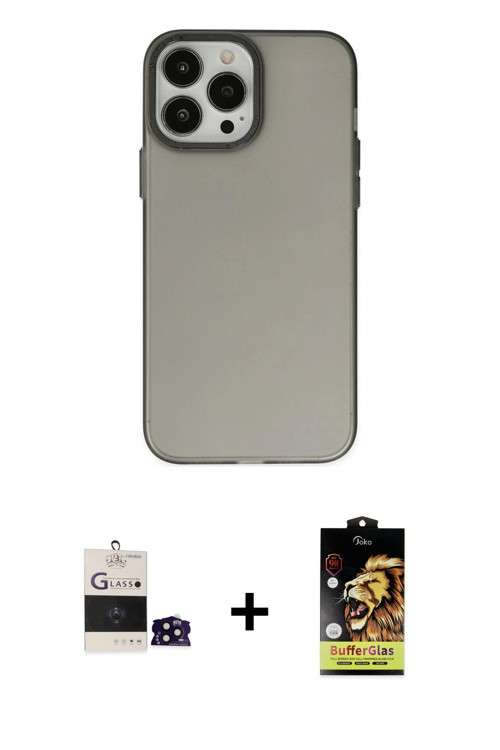 ieg™ iPhone 14 Pro Max Kılıf Ahenk Çizgi Prime - Siyah Buffer Cam Ekran Koruyucu + Siyah Bilvis Tita