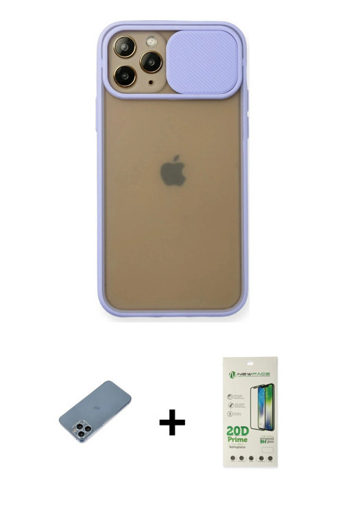 ieg™ iPhone 11 Pro Kılıf Vadi Çizgi - Siyah 20D Premium Cam Ekran Koruyucu + Sierra Blue Shine Kamer