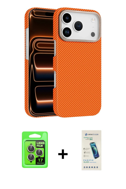 ieg™ iPhone 17 Pro Kılıf Doruk Serisi - Şeffaf Pasifik Cam Ekran Koruyucu + Gri Raze Metal Kamera Le