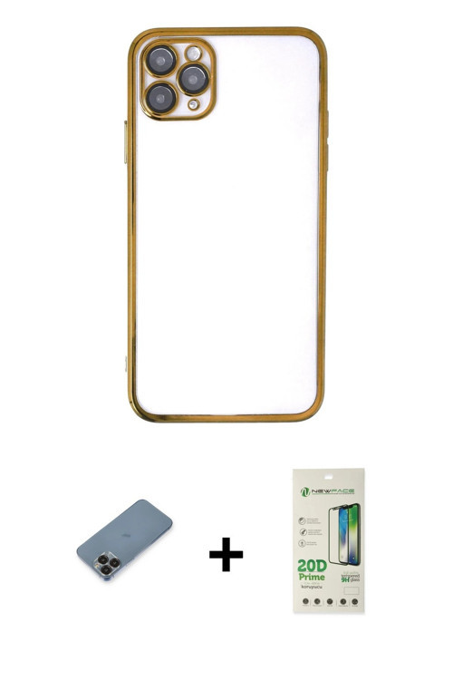 ieg™ iPhone 11 Pro Max Kılıf Vadi Minimal - Siyah 20D Premium Cam Ekran Koruyucu + Siyah Metal Kamer