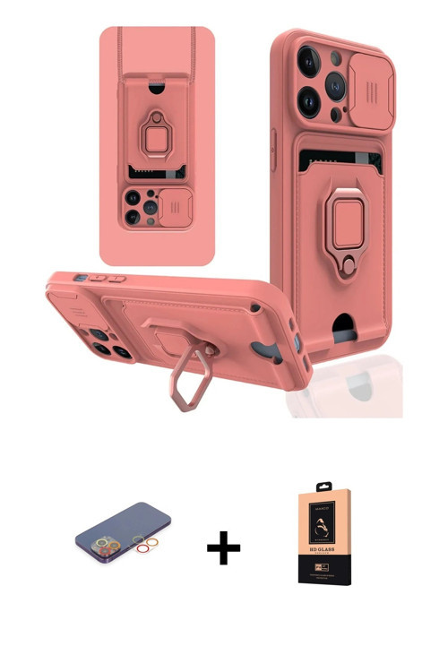 ieg™ iPhone 13 Pro Max Kılıf Vadi Form Prime - Şeffaf Maxco Cam Ekran Koruyucu + Turuncu Renkli Kame