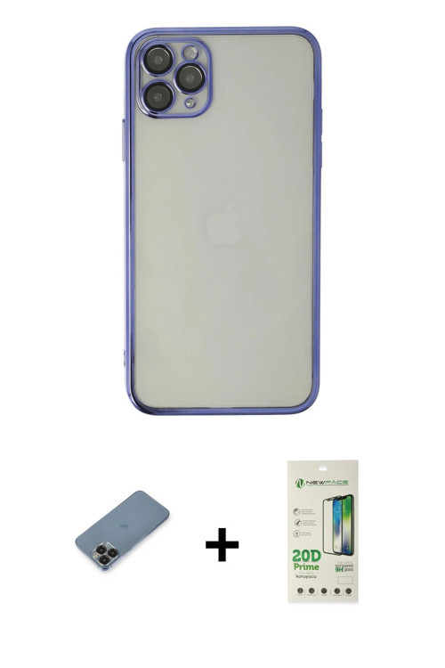 ieg™ iPhone 11 Pro Max Kılıf Vadi Minimal - Siyah 20D Premium Cam Ekran Koruyucu + Siyah Metal Kamer