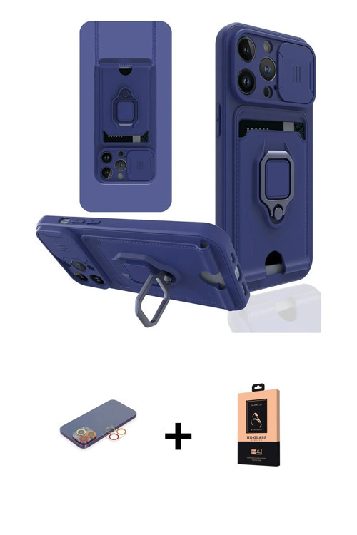ieg™ iPhone 13 Pro Max Kılıf Vadi Form Prime - Şeffaf Maxco Cam Ekran Koruyucu + Turuncu Renkli Kame