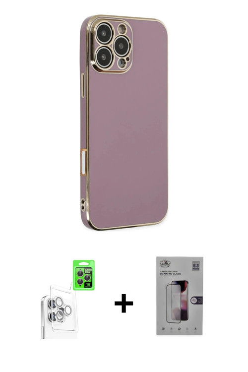 ieg™ iPhone 16 Pro Max Kılıf Yankı Serisi - Siyah Bilvis 3D Mat Cam Ekran Koruyucu + Beyaz Raze Meta
