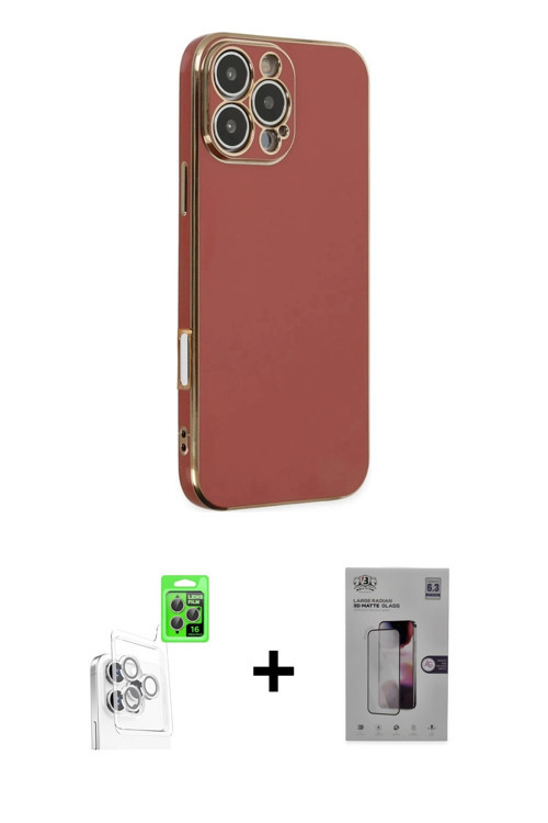 ieg™ iPhone 16 Pro Max Kılıf Yankı Serisi - Siyah Bilvis 3D Mat Cam Ekran Koruyucu + Beyaz Raze Meta
