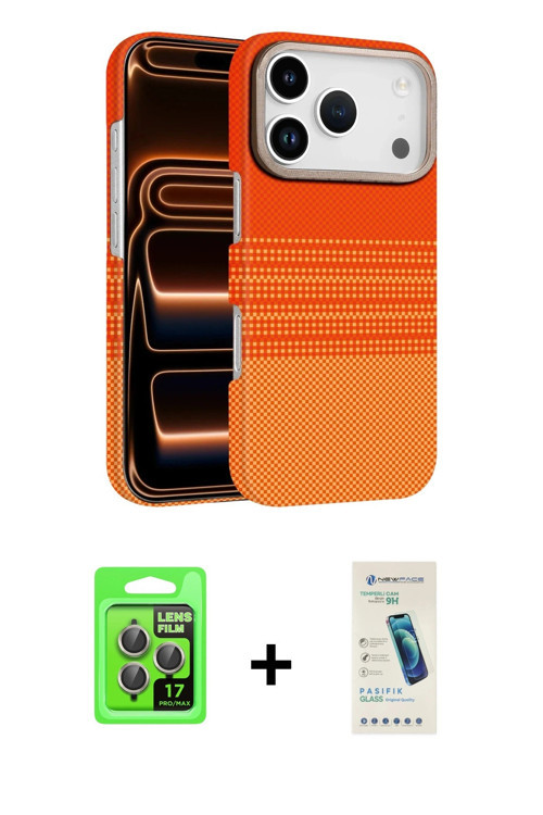 ieg™ iPhone 17 Pro Kılıf Doruk Serisi - Şeffaf Pasifik Cam Ekran Koruyucu + Gri Raze Metal Kamera Le
