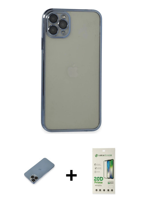 ieg™ iPhone 11 Pro Max Kılıf Vadi Minimal - Siyah 20D Premium Cam Ekran Koruyucu + Siyah Metal Kamer