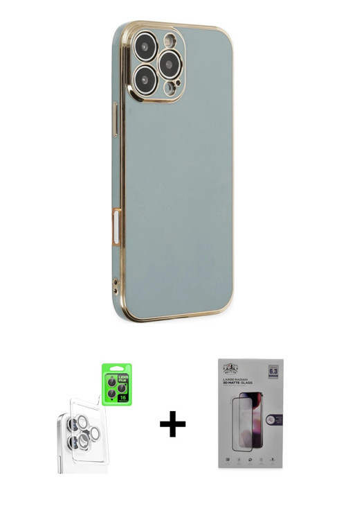 ieg™ iPhone 16 Pro Max Kılıf Yankı Serisi - Siyah Bilvis 3D Mat Cam Ekran Koruyucu + Beyaz Raze Meta