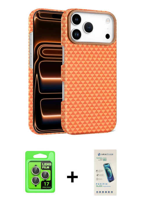 ieg™ iPhone 17 Pro Kılıf Doruk Serisi - Şeffaf Pasifik Cam Ekran Koruyucu + Gri Raze Metal Kamera Le