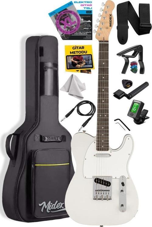 TLX-50WH Tele Kasa Gül Klavye 2 Single-Coil Manyetik Elektro Gitar