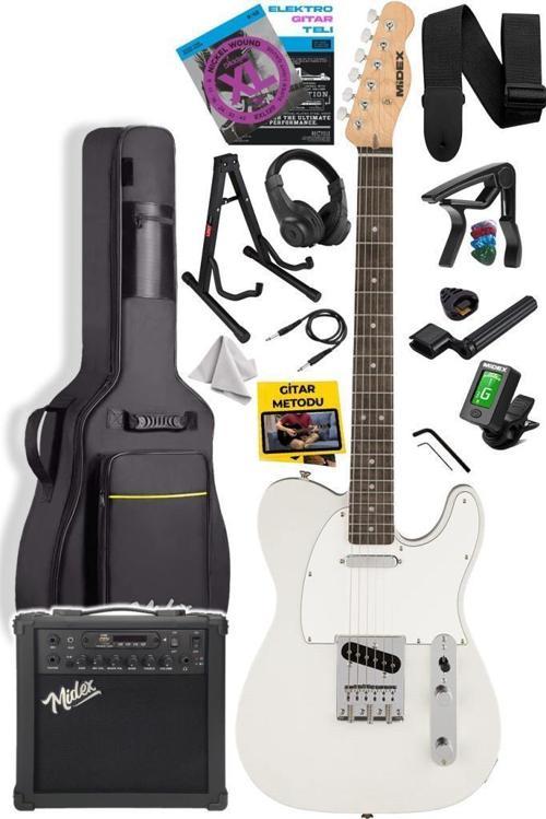 TLX-50WH-25AMP Tele Kasa Gül Klavye 2 Single-Coil 25W Amfili Elektro Gitar