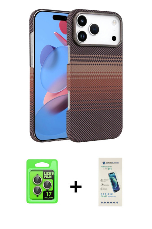 ieg™ iPhone 17 Pro Kılıf Doruk Serisi - Şeffaf Pasifik Cam Ekran Koruyucu + Gri Raze Metal Kamera Le