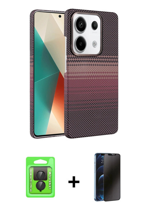 ieg™ Redmi Note 13 Pro 4G Kılıf Doruk Serisi - Siyah 3D Antistatik Hayalet Cam Ekran Koruyucu + Siya