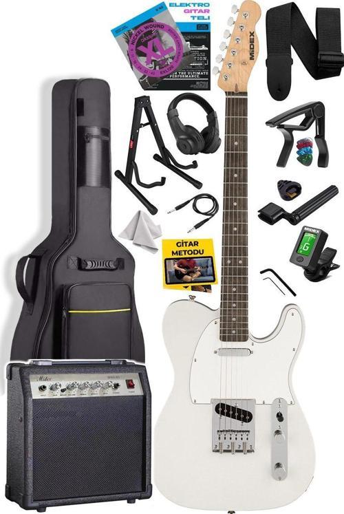 TLX-50WH-30AMP Tele Kasa Gül Klavye 2 Single-Coil 30W Amfili Elektro Gitar