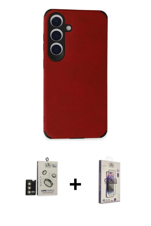 ieg™ Galaxy S24 Kılıf Doruk Asil Koleksiyonu - Siyah Bilvis 3D Cam Ekran Koruyucu + Gold Bilvis Tita