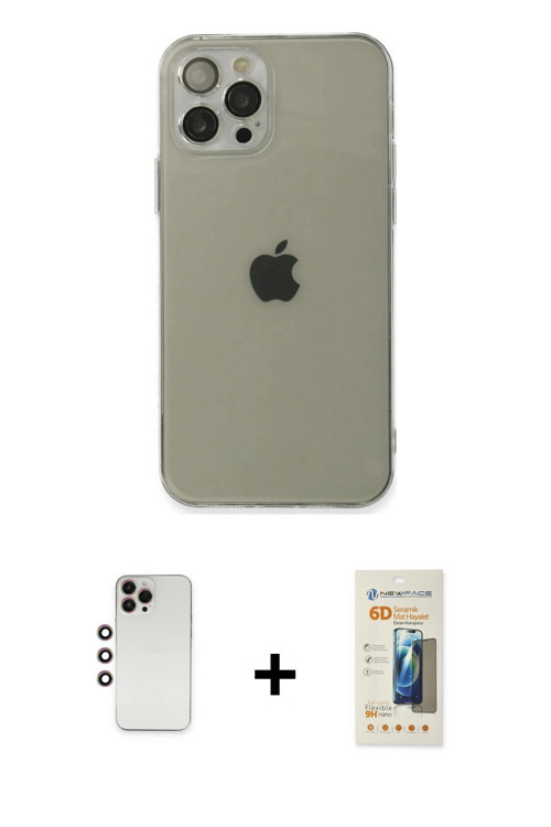 ieg™ iPhone 12 Pro Kılıf Ahenk Doku - Siyah 6D Mat Seramik Hayalet Nano Ekran Koruyucu + Gökkuşağı S