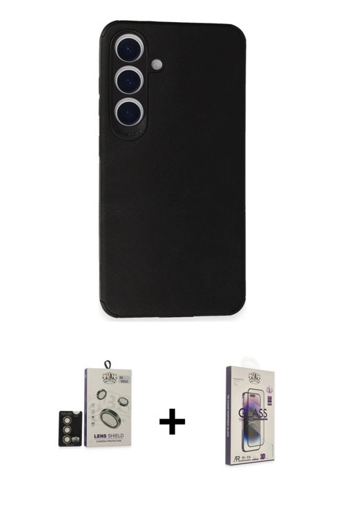 ieg™ Galaxy S24 Kılıf Doruk Asil Koleksiyonu - Siyah Bilvis 3D Cam Ekran Koruyucu + Gold Bilvis Tita