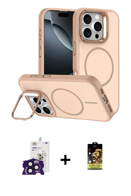 ieg™ iPhone 16 Pro Max Kılıf Çekirdek Klasik - Siyah Buffer Cam Ekran Koruyucu + Siyah Bilvis Titan