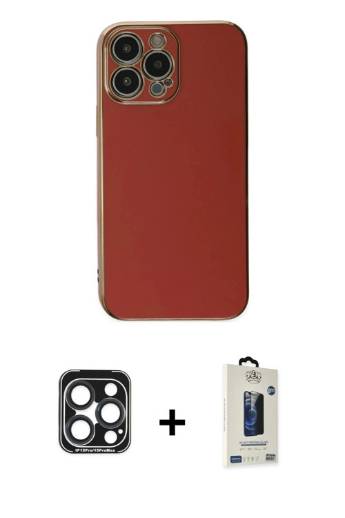 ieg™ iPhone 15 Pro Max Kılıf Yankı Serisi - Siyah Bilvis Hayalet Cam Ekran Koruyucu + Lacivert PVD M