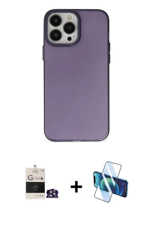 ieg™ iPhone 14 Pro Max Kılıf Ahenk Çizgi Prime - Siyah 3D Antistatik Cam Ekran Koruyucu + Gümüş Bilv