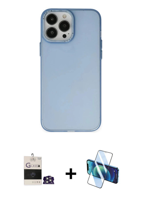 ieg™ iPhone 14 Pro Max Kılıf Ahenk Çizgi Prime - Siyah 3D Antistatik Cam Ekran Koruyucu + Gümüş Bilv