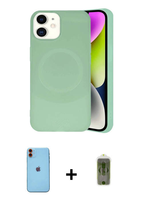 ieg™ iPhone 11 Kılıf Ufuk Serisi - Siyah Joko Magic 5D Hayalet Cam + Turuncu Neon Fosforlu Kamera Le