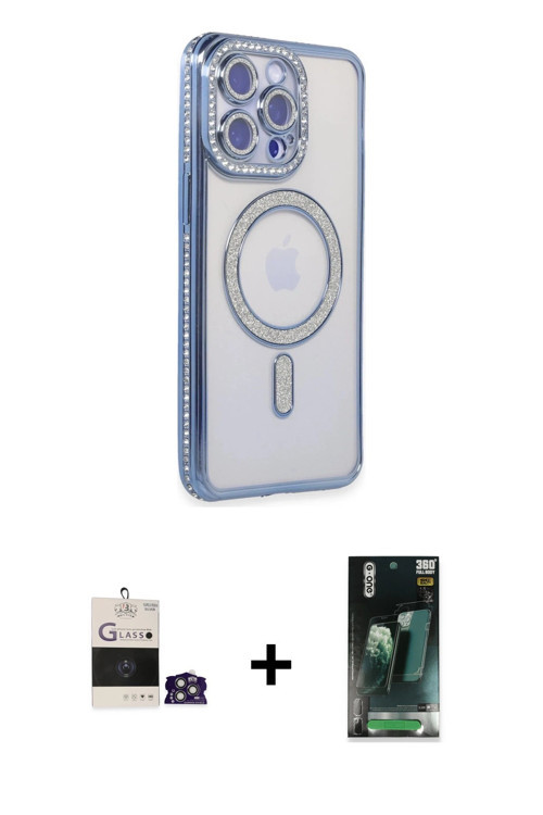 ieg™ iPhone 14 Pro Max Kılıf Zirve Doku Prime - Siyah 360 Mat Full Body Arka Koruyucu + Gümüş Bilvis