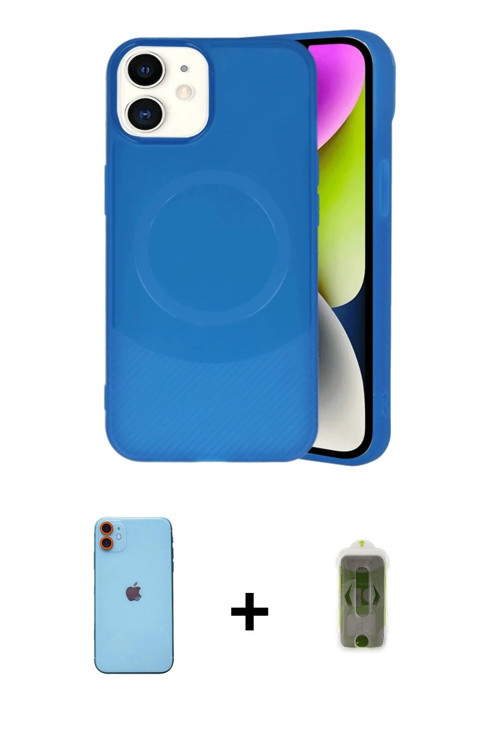 ieg™ iPhone 11 Kılıf Ufuk Serisi - Siyah Joko Magic 5D Hayalet Cam + Turuncu Neon Fosforlu Kamera Le