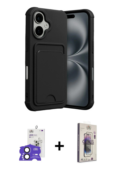 ieg™ iPhone 17 Kılıf Vadi Çizgi Prime - Siyah Bilvis 3D Cam Ekran Koruyucu + Siyah Bilvis Titan Kame