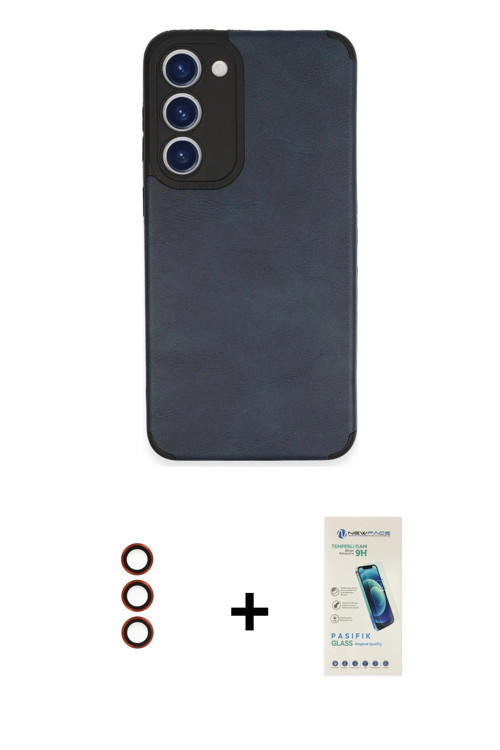 ieg™ Galaxy S23 Plus Kılıf Doruk Asil Koleksiyonu - Şeffaf Pasifik Cam Ekran Koruyucu + Kırmızı Meta