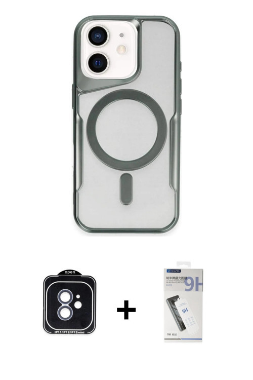 ieg™ iPhone 11 Kılıf Yadigar Klasik Özel Seri - Şeffaf Uv Polymer Nano Ekran Koruyucu + Mavi PVD Met