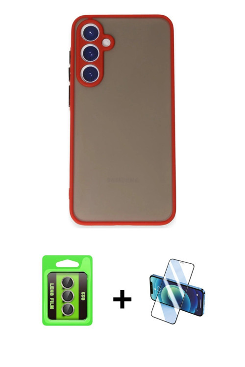 ieg™ Galaxy S23 Kılıf Ahenk Çizgi Serisi - Siyah 3D Antistatik Seramik Nano Ekran Koruyucu + Gri Raz