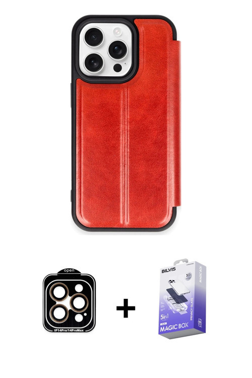 ieg™ iPhone 14 Pro Max Kılıf Zirve Yansıma Serisi - Siyah Bilvis 5in1 5D Magic Hayalet Cam Ekran Kor