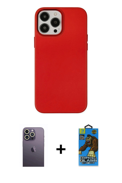 ieg™ iPhone 13 Pro Max Kılıf Çekirdek Çizgi - Siyah 18D Cam Ekran Koruyucu + Beyaz Neon Fosforlu Kam
