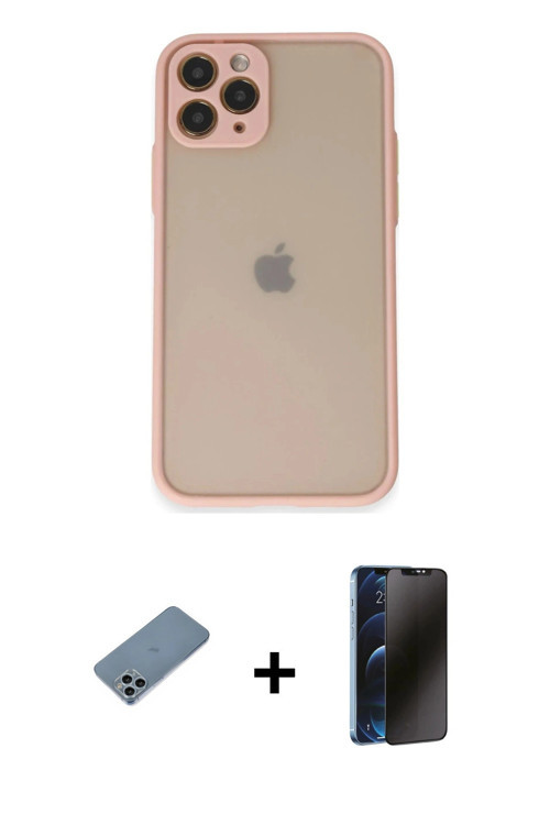 ieg™ iPhone 11 Pro Kılıf Ahenk Çizgi Serisi - Siyah 3D Antistatik Hayalet Cam Ekran Koruyucu + Sierr