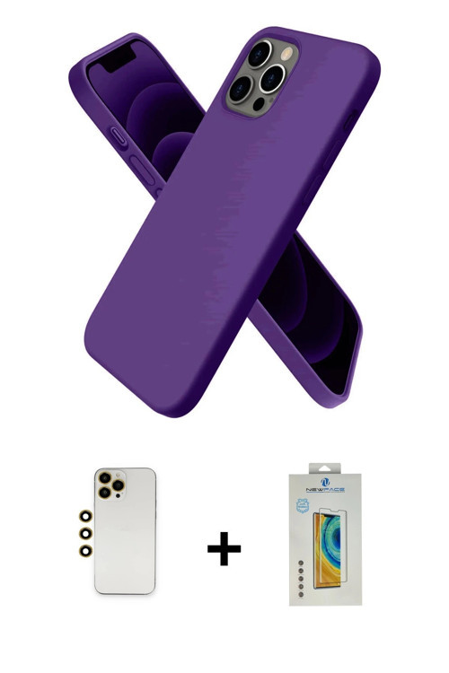 ieg™ iPhone 12 Pro Kılıf Kozmos Yansıma Özel Seri - Siyah Polymer Nano Ekran Koruyucu + Gold Shine K