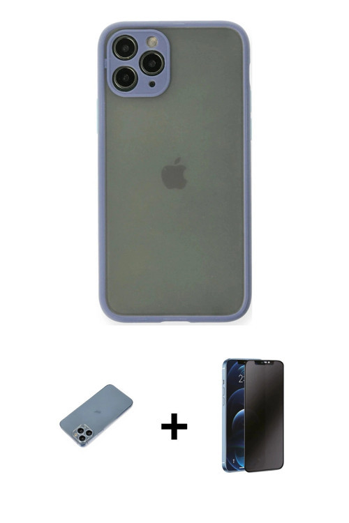 ieg™ iPhone 11 Pro Kılıf Ahenk Çizgi Serisi - Siyah 3D Antistatik Hayalet Cam Ekran Koruyucu + Sierr