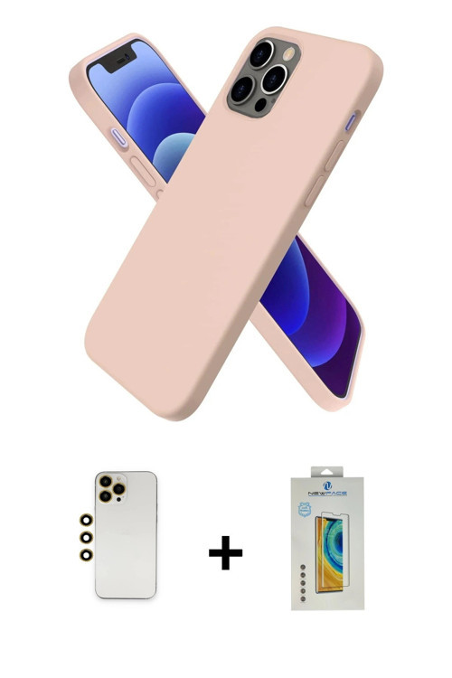 ieg™ iPhone 12 Pro Kılıf Kozmos Yansıma Özel Seri - Siyah Polymer Nano Ekran Koruyucu + Gold Shine K
