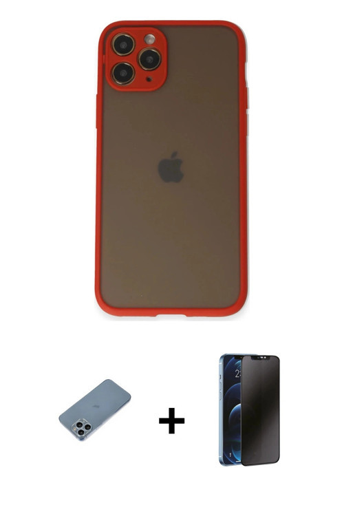 ieg™ iPhone 11 Pro Kılıf Ahenk Çizgi Serisi - Siyah 3D Antistatik Hayalet Cam Ekran Koruyucu + Sierr