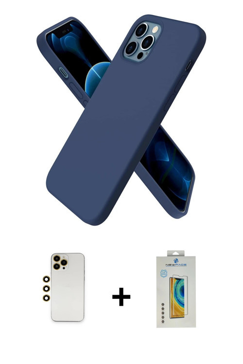 ieg™ iPhone 12 Pro Kılıf Kozmos Yansıma Özel Seri - Siyah Polymer Nano Ekran Koruyucu + Gold Shine K