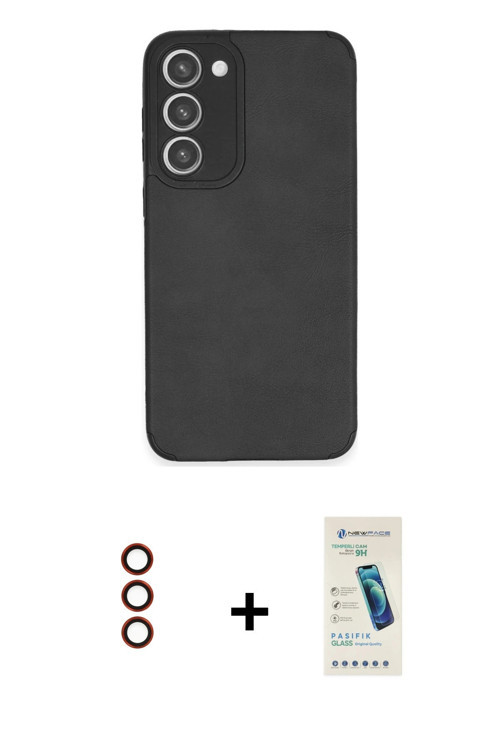 ieg™ Galaxy S23 Plus Kılıf Doruk Asil Koleksiyonu - Şeffaf Pasifik Cam Ekran Koruyucu + Kırmızı Meta