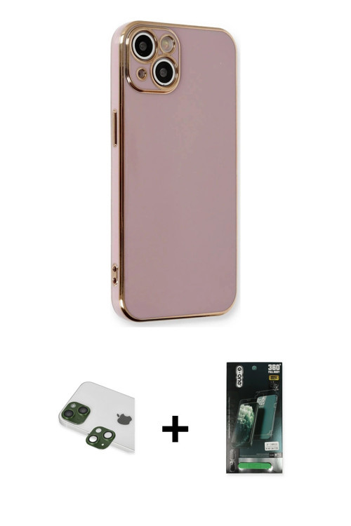 ieg™ iPhone 13 Kılıf Yankı Serisi - Şeffaf 360 Full Body Arka Koruyucu + Yeşil Pers Alüminyum Kamera
