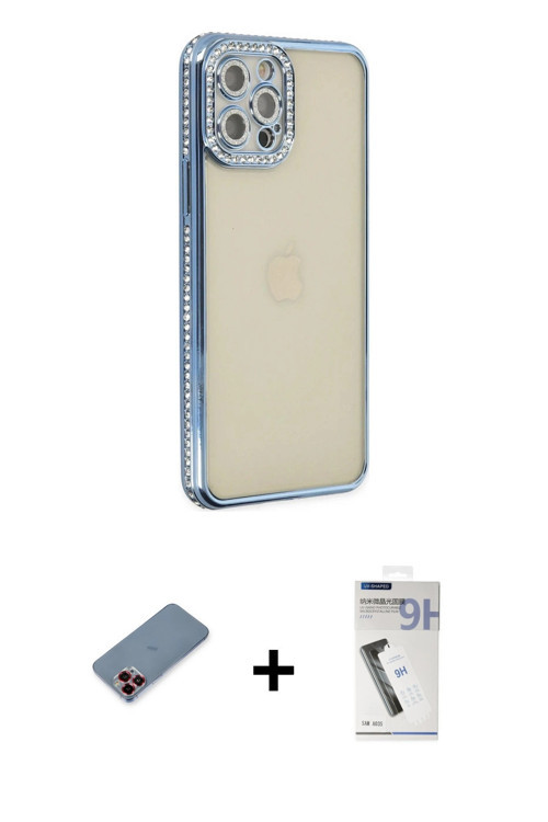 ieg™ iPhone 12 Pro Kılıf Yörünge Koleksiyonu - Şeffaf Uv Polymer Nano Ekran Koruyucu + Kırmızı Metal