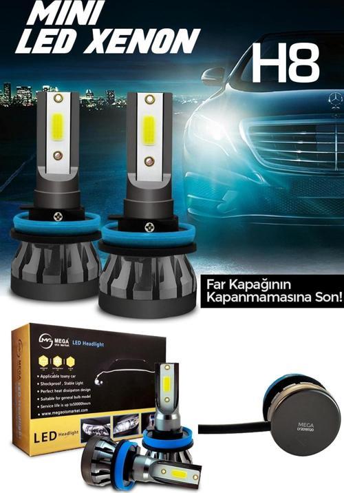 Slim Led Xenon Şimşek Etkili Mini Beyaz H8 Kapak Kapanma Garantili