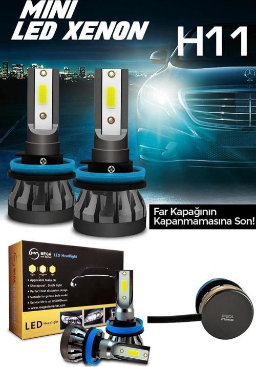 Slim Led Xenon Şimşek Etkili Mini Beyaz H11 Kapak Kapanma Garantili