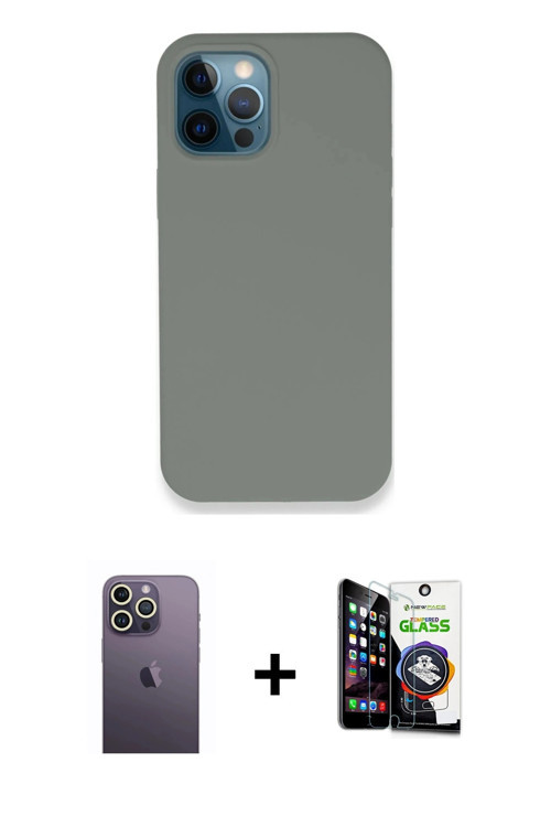 ieg™ iPhone 12 Pro Max Kılıf Zirve Modern Özel Seri - Şeffaf Temperli Cam Ekran Koruyucu + Beyaz Neo