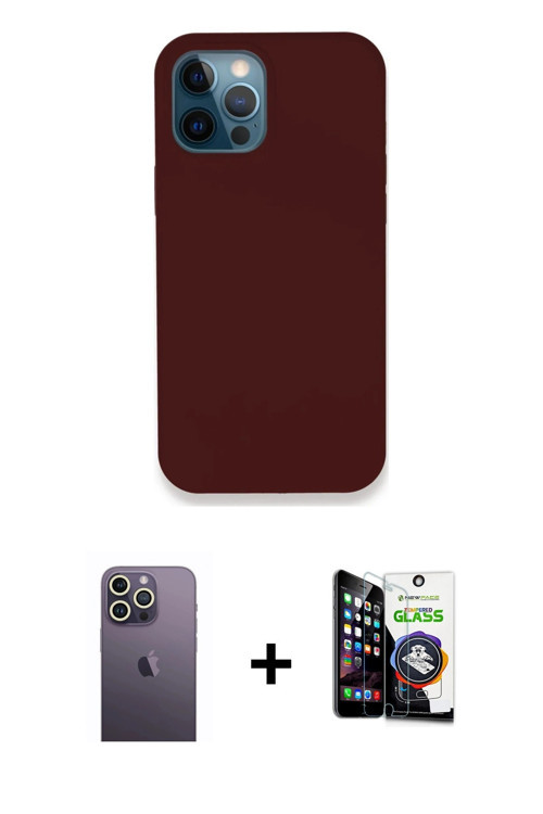 ieg™ iPhone 12 Pro Max Kılıf Zirve Modern Özel Seri - Şeffaf Temperli Cam Ekran Koruyucu + Beyaz Neo