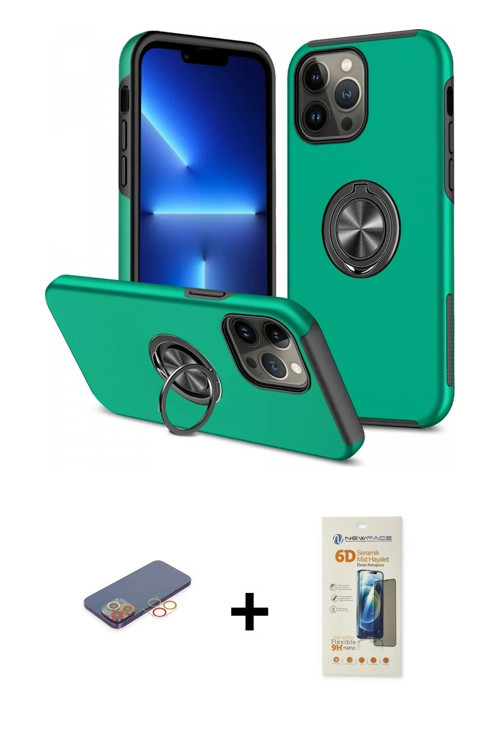 ieg™ iPhone 13 Pro Max Kılıf Odak Form Prime - Siyah 6D Mat Seramik Hayalet Nano Ekran Koruyucu + Tu