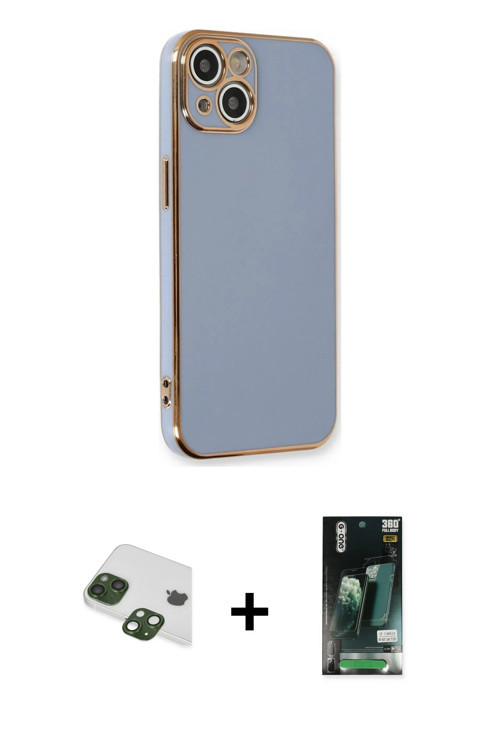 ieg™ iPhone 13 Kılıf Yankı Serisi - Şeffaf 360 Full Body Arka Koruyucu + Yeşil Pers Alüminyum Kamera
