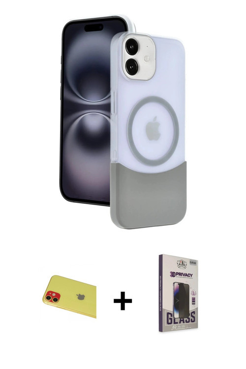 ieg™ iPhone 11 Kılıf Kozmos Form Özel Seri - Siyah Bilvis Hayalet Cam Ekran Koruyucu + Kırmızı Rainb
